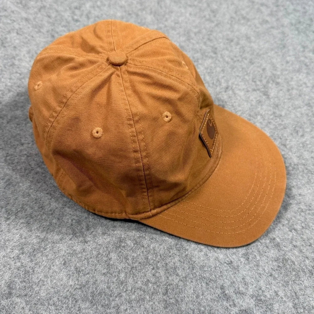 Carhartt Brown Cotton Canvas Leather‎ Logo Patch Baseball Hat Cap Men's One Size
